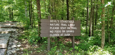 Devil's Stand Table Trail sign